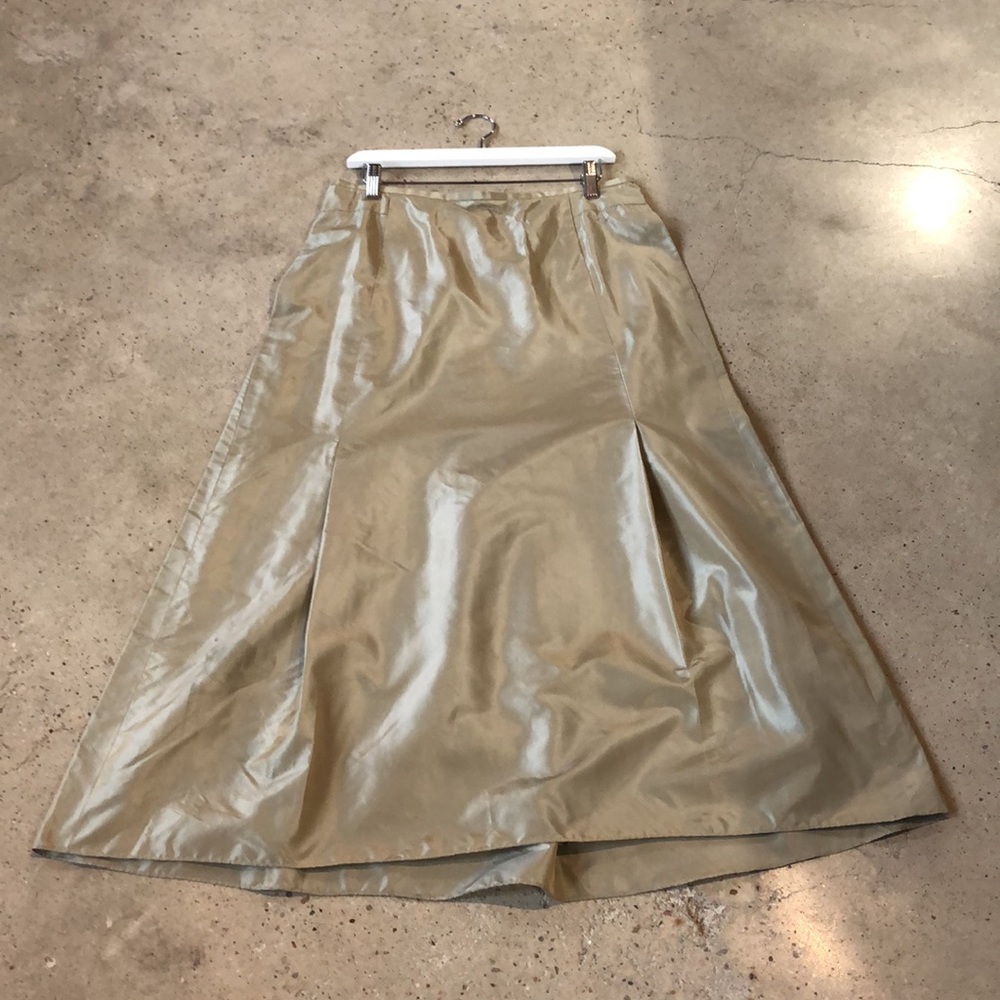 Armani Collezioni Gold Taffeta Midi Skirt